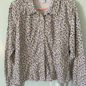 Christopher & Banks Floral Blouse - Black, White, Yellow